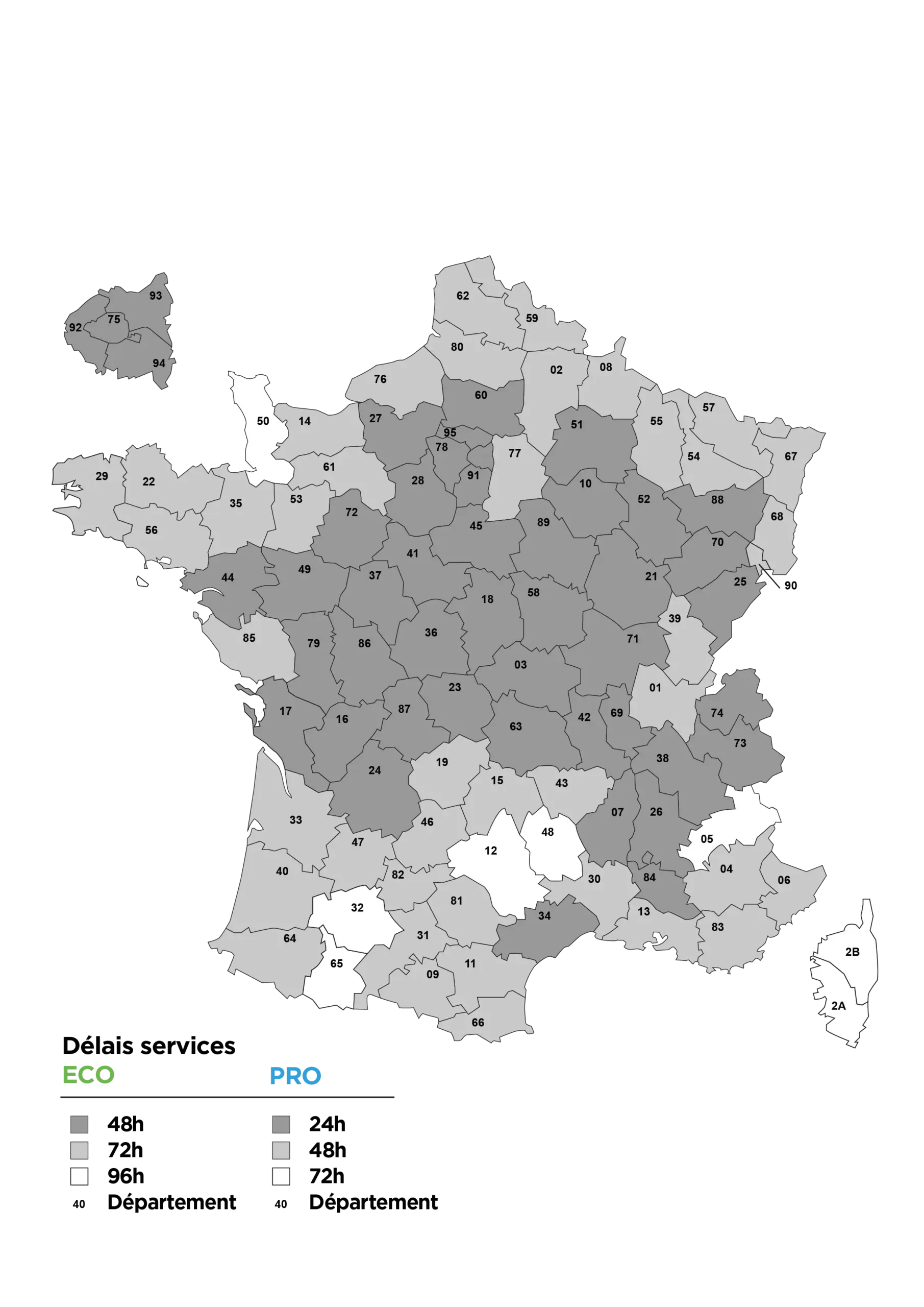 Carte des delais Vinigo
